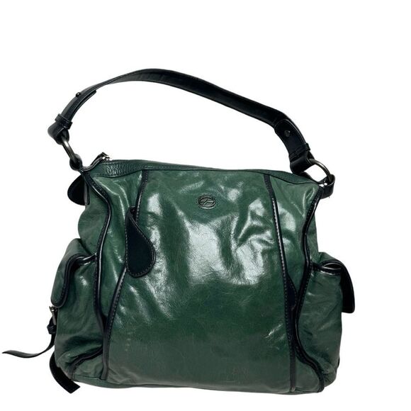 Francesca Biasia hunter green supple leather hobo satchel shoulder bag - Picture 1 of 12
